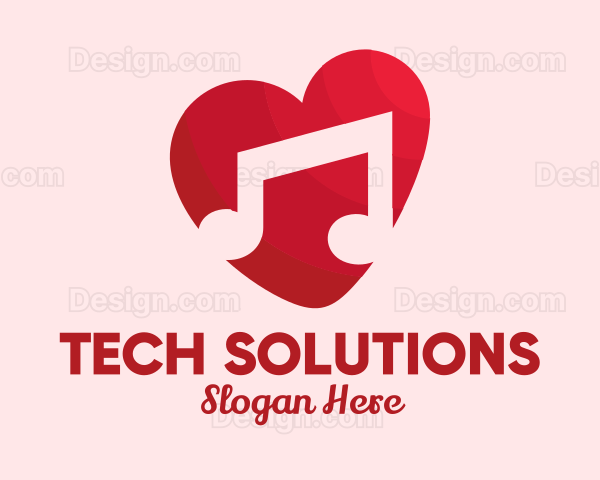 Romantic Music Love Heart Logo