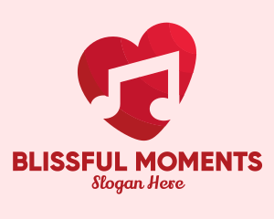 Romantic Music Love Heart logo design