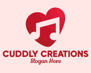 Romantic Music Love Heart logo design