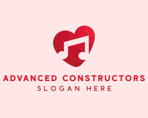 Romantic Music Love Heart logo design