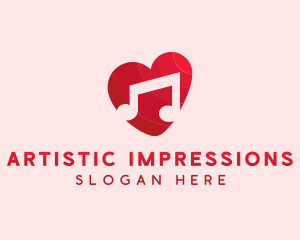 Romantic Music Love Heart logo design