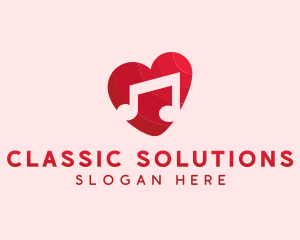 Romantic Music Love Heart logo design