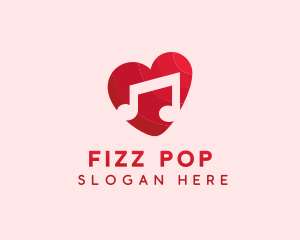 Romantic Music Love Heart logo design