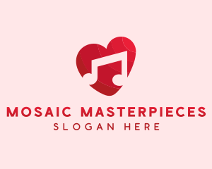 Romantic Music Love Heart logo design