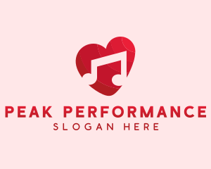 Romantic Music Love Heart logo design