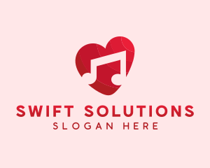 Romantic Music Love Heart logo design