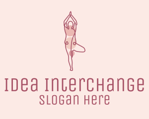 Pink Yoga Monoline logo design