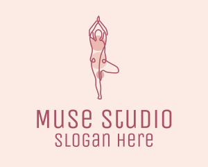 Pink Yoga Monoline logo design