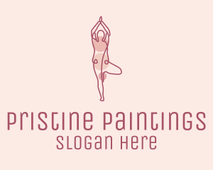 Pink Yoga Monoline logo design