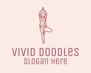 Pink Yoga Monoline logo design