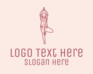 Yoga - Pink Yoga Monoline logo design