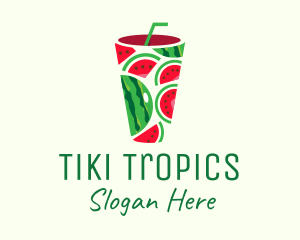 Watermelon Tropical Drink logo design