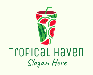 Watermelon Tropical Drink logo design