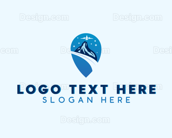 Travel Airplane Mountain Logo