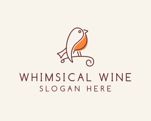 Whimsical Finch Bird  logo design