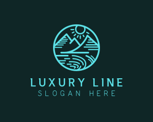 Mountain Scene Line Art logo design