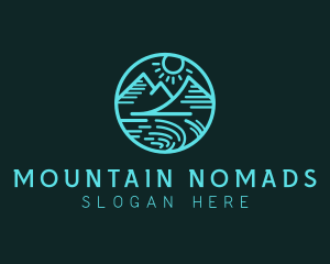 Mountain Scene Line Art logo design