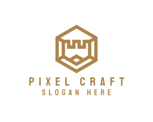 Hexagon Turret Castle logo design