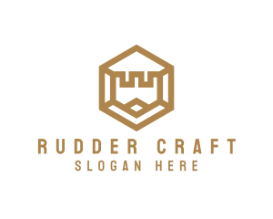 Hexagon Turret Castle logo design