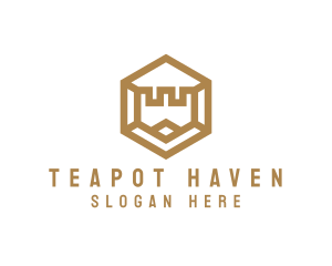 Hexagon Turret Castle logo design