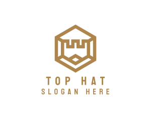 Hexagon Turret Castle logo design