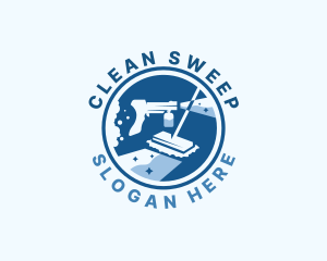 Mop Spray Cleaning Sanitary logo design