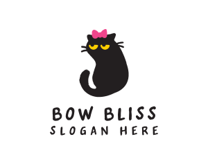 Pet Cat Ribbon logo design