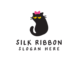 Pet Cat Ribbon logo design