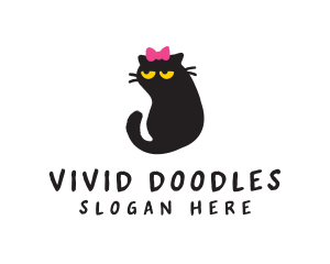 Pet Cat Ribbon logo design