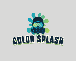 Gas Mask Paint Splatter logo design