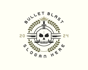 Skull Bullet Sword logo design