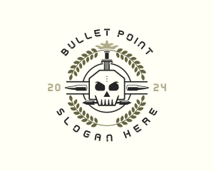 Skull Bullet Sword logo design