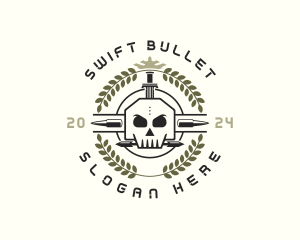 Skull Bullet Sword logo design