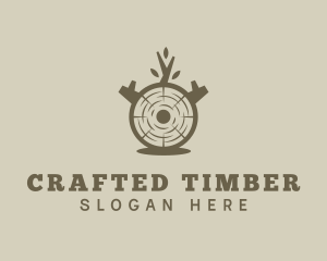 Wood Log Carpentry logo design