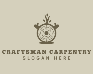 Wood Log Carpentry logo design