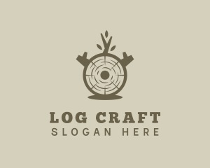 Wood Log Carpentry logo design