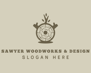 Wood Log Carpentry logo design