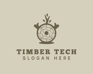 Wood Log Carpentry logo design