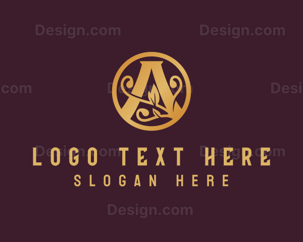 Golden Elegant Letter A Logo