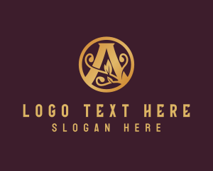 Golden Elegant Letter A logo