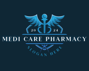 Caduceus Wings Pharmacy logo design