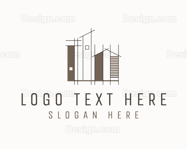 House Building Blueprint Architecture Logo