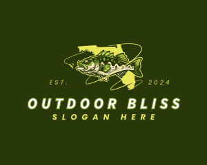 Florida  Largemouth Bass Fish logo design