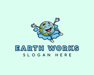 Happy Earth Globe logo design