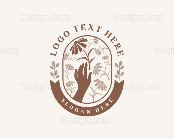 Feminine Daisy Floral Hand Logo