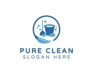 Mop Disinfection Cleaning logo design