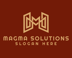 Gold Letter M Contractor  logo design