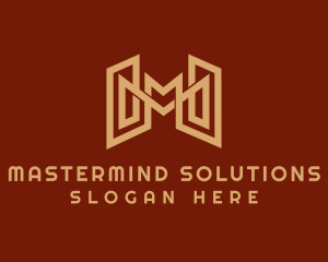 Gold Letter M Contractor  logo design