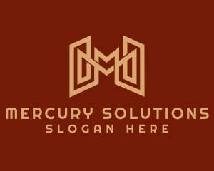 Gold Letter M Contractor  logo design