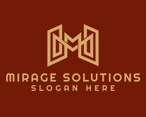 Gold Letter M Contractor  logo design